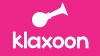 Picture of a logo in a pink square with a drawing of a honk. The name of the application Klaxoon is mentionned below the honk.